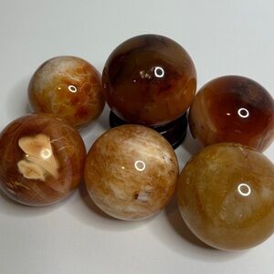 Set of 3 carnelian sphere for Stephanie W.
